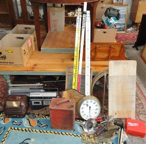 Group Assorted Items incl Bakelite Radio, Shell Motorspirit Tin, Assorted Tools