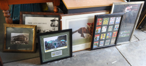 Group lot - Framed vintage & Modern reproduction Sporting Pictures - Phar La