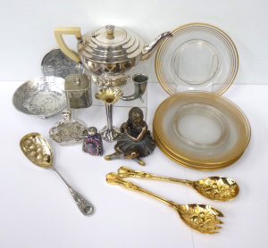 Group lot of assorted items inv Don Sheil footed bowl & coaster, decorative