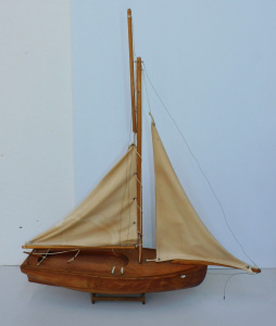 Lot 2 - Substantial Pine Model Sailing Boat approx 75cm H Lot 2 - Substantial Pine Model Sailing Boat approx 75cm H