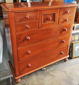 Lot 5 - Victorian Ceder Tallboy Chest of Drawers 121cm H x 115cm W x 47cm D