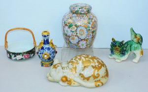 Lot 7 - Group lot of Oriental ceramics inc Large ginger jar 22cm H, Sleeping ca