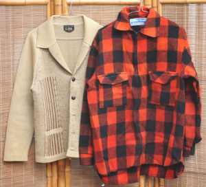 Lot 10 - 2 x vintage Mens Woolen winter Tops - Windy Weather made in NZ Red & Lot 10 - 2 x vintage Mens Woolen winter Tops - Windy Weather made in NZ Red &