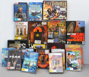 Lot 29 - Box Lot of Retro PC Video Game Boxes & Contents incl FEAR, Hexen, A