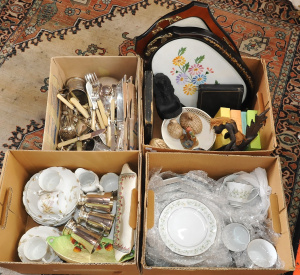 Lot 67 - Group lot 4 x boxes Mixed items - Heaps EPNS & Cutlery incl Boxed s Lot 67 - Group lot 4 x boxes Mixed items - Heaps EPNS & Cutlery incl Boxed s