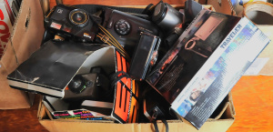 Lot 70 - Lot of Vintage Mixed Cameras incl Polaroid EE33 Land Camera, JVC VHS Vi