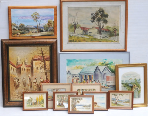 Lot 82 - Box lot - Framed Paintings - Watercolours by David Prosser incl 'Parkda