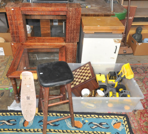 Lot 91 - Group Lot of Mixed Items incl Occasional Furniture, Assorted Toys, Indu Lot 91 - Group Lot of Mixed Items incl Occasional Furniture, Assorted Toys, Indu