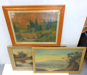 Lot 96 - 2 Decorative Landscape Oil Paintings c1900 (34cm H x 68cm W and 29cm H Lot 96 - 2 Decorative Landscape Oil Paintings c1900 (34cm H x 68cm W and 29cm H