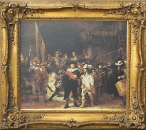 Lot 99 - Large Ornate Gilt Framed Print of Rembrandts 'Night Watch' - 52 5x63cm