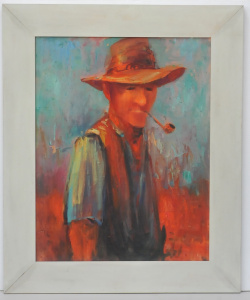 Lot 129 - Karlis Mednis (1910 - 1999) Framed Oil Painting - The Stockman - Unsig