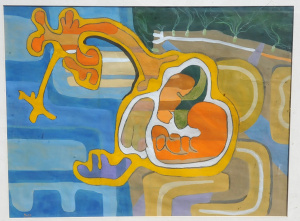 Lot 132 - John Yule (1923 - 1998) Large framed Gouache & Watercolour - Abstr Lot 132 - John Yule (1923 - 1998) Large framed Gouache & Watercolour - Abstr