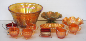 Lot 135 - Lot of Iridescent and Marigold Carnival Glass and Ruby Glass, inc Bowl Lot 135 - Lot of Iridescent and Marigold Carnival Glass and Ruby Glass, inc Bowl