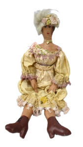 Lot 142 - Vintage Handmade and Hand Painted Canvas Doll with canvas head and sho