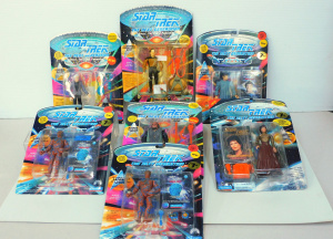 Lot 145 - 7 x Star Trek The Next Generation Carded Action Figures by Playmates c Lot 145 - 7 x Star Trek The Next Generation Carded Action Figures by Playmates c