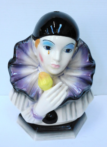 Lot 157 - Kitsch c1980s Ceramic Pierrot Lamp Base, needing light fitting - 32cm