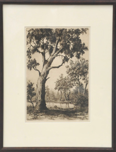 Lot 158 - Ernest Abbott (1888 - 1973) Framed Drypoint Etching - By the Billabong