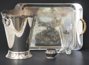 Lot 182 - Group lot of assorted items inc, Large EPNS ice bucket, Signed Italian Lot 182 - Group lot of assorted items inc, Large EPNS ice bucket, Signed Italian
