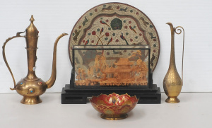Lot 196 - Group lot - Oriental & Eastern items - Brass Jugs, platters, Frame Lot 196 - Group lot - Oriental & Eastern items - Brass Jugs, platters, Frame