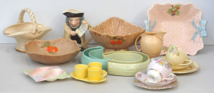 Lot 198 - Group lot vintage ceramics inc Shorter & sons Pink Basket weave Fr