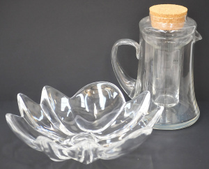 Lot 200 - 2 x pieces Modernist Glass - Large signed Orrefors Star shaped Bowl + Lot 200 - 2 x pieces Modernist Glass - Large signed Orrefors Star shaped Bowl +