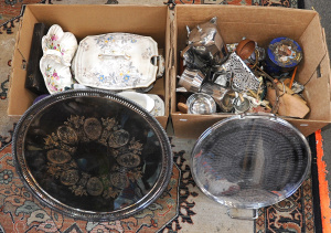 Lot 14 - 2 x Boxes of Ceramics, EPNS & Other Items incl Trays, Tureens, Ladl Lot 14 - 2 x Boxes of Ceramics, EPNS & Other Items incl Trays, Tureens, Ladl