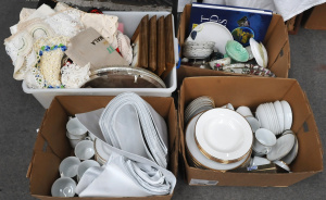 Lot 16 - 4 x Boxes of Mixed Items incl Assorted Napery , Fine China Tea Sets, As Lot 16 - 4 x Boxes of Mixed Items incl Assorted Napery , Fine China Tea Sets, As