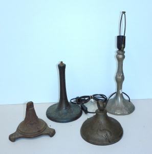 Lot 56 - 4 x Vintage & Modern Metal lamp bases inc Cast Iron round textured Lot 56 - 4 x Vintage & Modern Metal lamp bases inc Cast Iron round textured