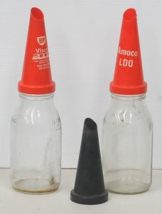 Lot 68 - Group Lot of Vintage Motor Oil Items inc 3 x Plastic Funnel Lids inc BP