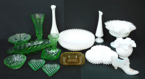 Lot 95 - Group lot vintage glass inc Fenton Mik glass Bud vases, Bowls, Vases C