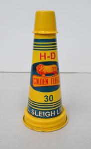 Lot 126 - Reproduction Golden Fleece Motor Oil Funnel Lid with Cap 16cm H Lot 126 - Reproduction Golden Fleece Motor Oil Funnel Lid with Cap 16cm H