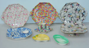 Lot 141 - Group lot Vintage Royal Winton mostly chintz inc 4 x Breakfast set Tra