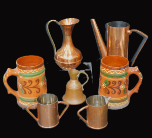 Lot 147 - Group Lot of Copper and Earthenware Vessels inc Pair of Terracotta Bee Lot 147 - Group Lot of Copper and Earthenware Vessels inc Pair of Terracotta Bee