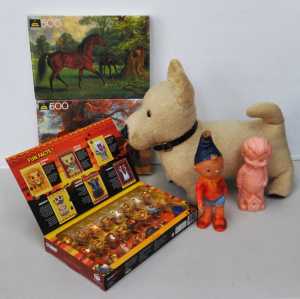 Lot 153 - Group Lot of Vintage Toys and Modern Puzzles inc Rubber Noddy, Squeezy Lot 153 - Group Lot of Vintage Toys and Modern Puzzles inc Rubber Noddy, Squeezy