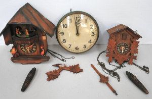 Lot 169 - 3 x Vintage Wall Clocks incl Enamel Industrial Wall Clock by Regent &a