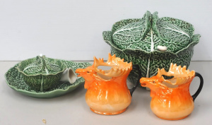 Lot 190 - Mixed Group Ceramics & Decanter Labels inc 2 x Czech Orange Lustre Lot 190 - Mixed Group Ceramics & Decanter Labels inc 2 x Czech Orange Lustre