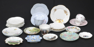 Lot 197 - Group lot Vintage Shelley china inc Dainty Shaped Pale Blue Trio with Lot 197 - Group lot Vintage Shelley china inc Dainty Shaped Pale Blue Trio with