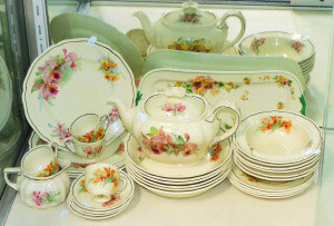 Lot 201 - Vintage Royal Doulton Orchid pattern part dinner set - plates, bowls,