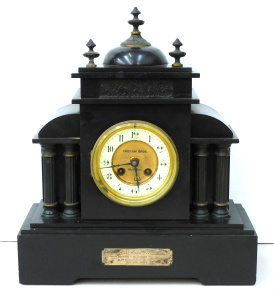 Lot 203 - Slate Ingram Bros Melbourne Mantle Clock with Jules Rolez Paris Seal o Lot 203 - Slate Ingram Bros Melbourne Mantle Clock with Jules Rolez Paris Seal o