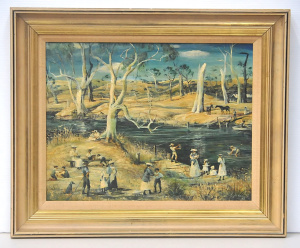 Lot 104 - Dorothy Sutton (1922 - 1986) Gil Framed Oil painting - The Ferry - Signed & dated '68, lower right, titled verso - 34x44cm