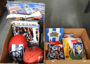 2 x Boxes Football Ephepemera & Cards incl North Melbourne Theme Song Vinyl