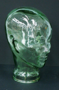 Clear green glass display mannequin head 28cm H Clear green glass display mannequin head 28cm H