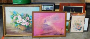 Group lot of Framed Paintings & Prints inc signed Betty Haslett Camelia Stil Group lot of Framed Paintings & Prints inc signed Betty Haslett Camelia Stil