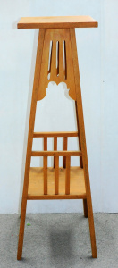 Lot 2 - Vintage Ars & Crafts Light stained Oak Plant Stand Pedestal - taper