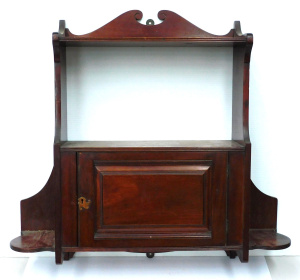 Lot 3 - Small Edwardian ceder wall hung shelving unit 66cm H x 70cm W x 16cm D