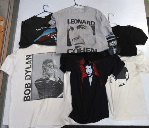 Lot 11 - Retro musicians' merch tops inc Bob Dylan, Van Morrison, Leonard Cohen