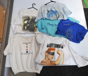 Lot 14 - Retro musicians' merch tops inc Elton John, Eurythmics, Dire Straits, M