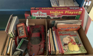 Lot 29 - Large lot 2 boxes + boxed items inc boxed Kiddy Paradise Wild West Indi