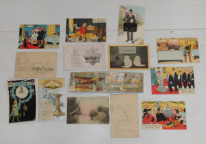 Lot 47 - Grp vintage ephemera incl postcards, comical, Greeting from Bendigo wit