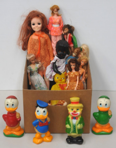 Lot 65 - Box lot vintage Dolls & Toys inc Ideal Chrissy doll, 1950s Pedigree